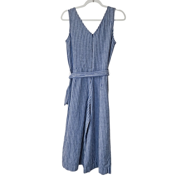 Beachlunchlounge Linen Blend Striped Jumpsuit Womens Small Wide Leg Cropped - Picture 4 of 12